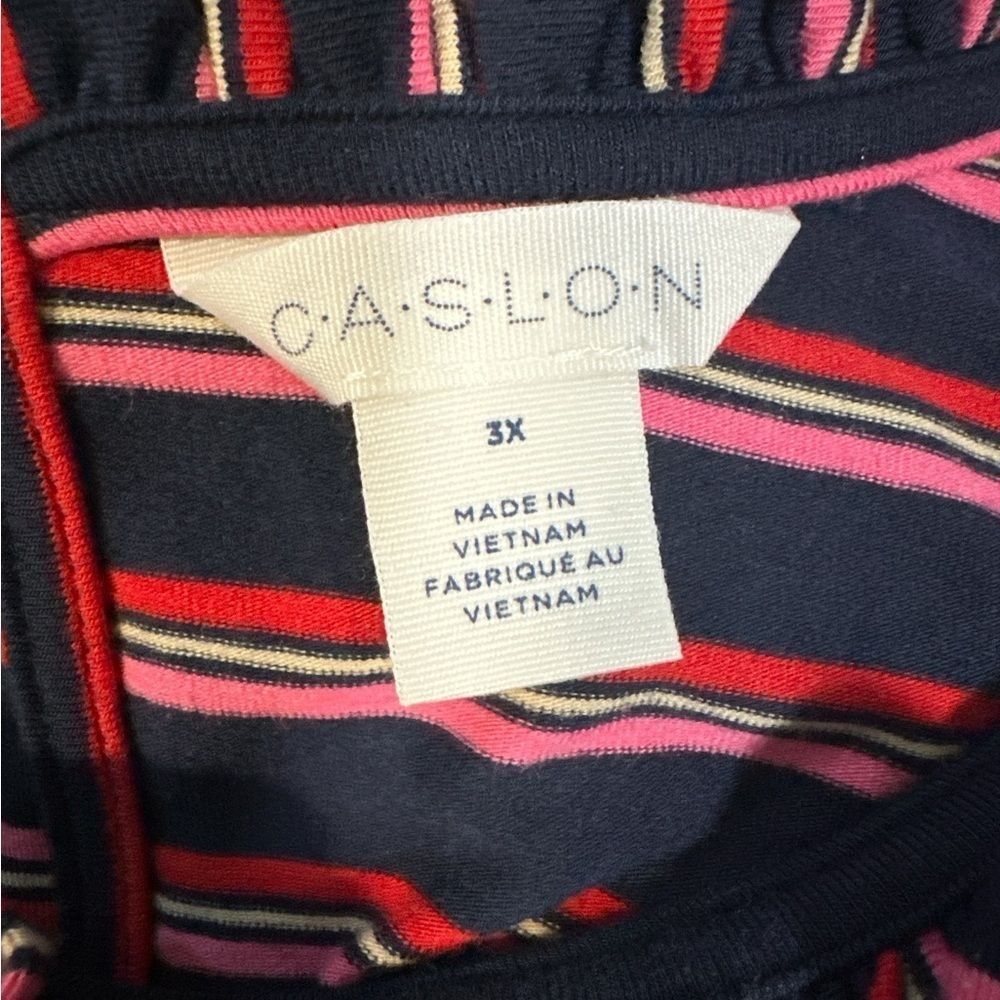 Caslon Striped Long Sleeve Blouse - Red and Blue - Picture 5 of 9